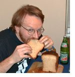 mark chowing down on bread